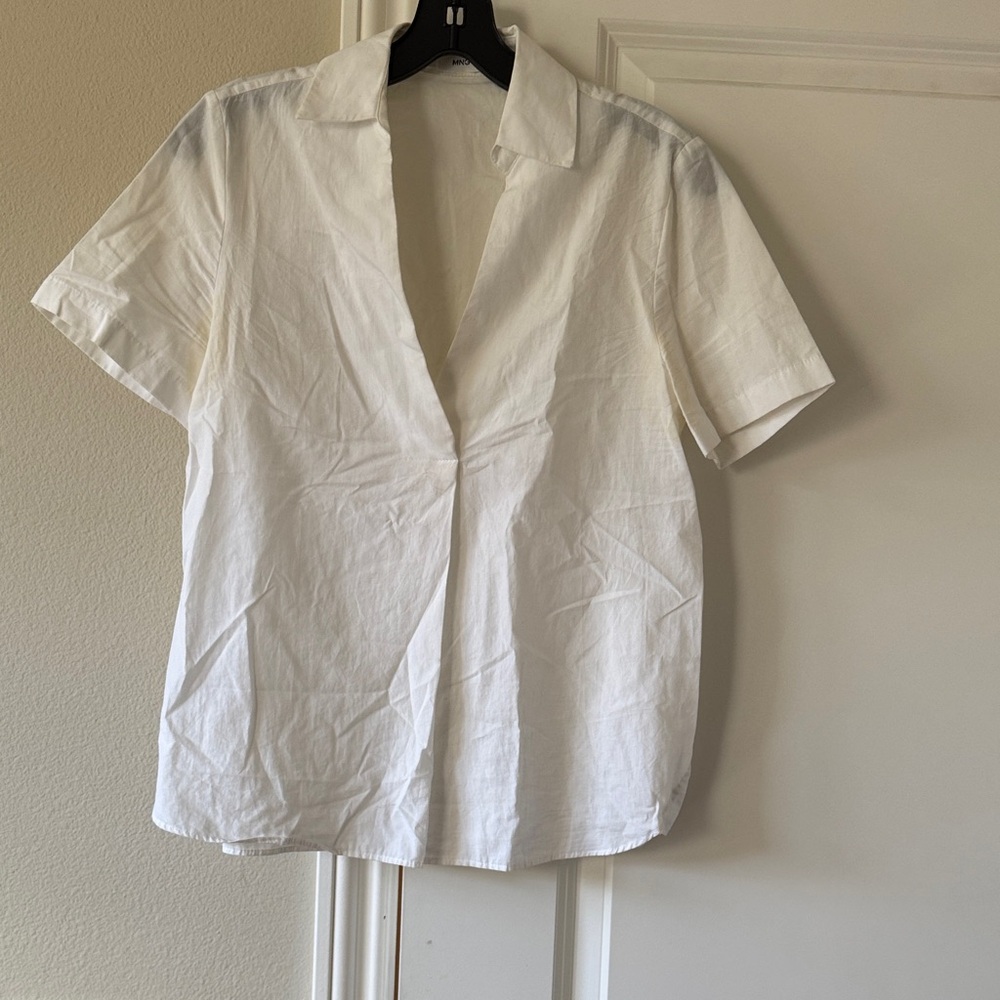 Mango White Button Down Shirt
